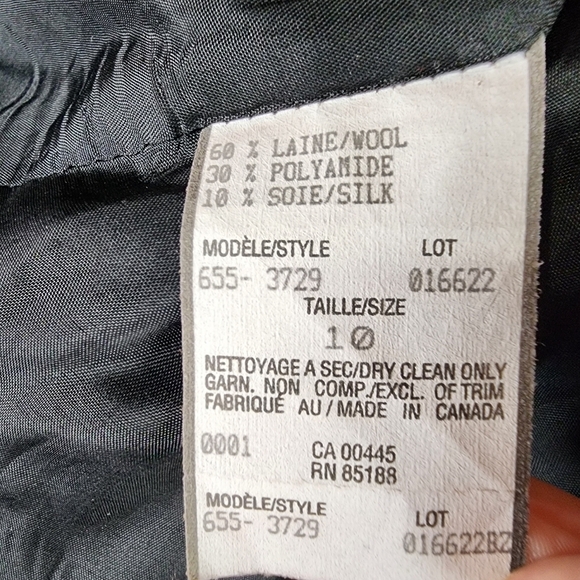 Vintage Louben Wool Tweed Blazer Velvet Accents Black White Size 10 - Picture 13 of 13